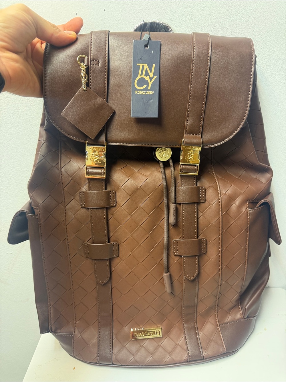 NWT Tote&Carry Bodega Explorer Brown Premium Vegan Leather Backpack